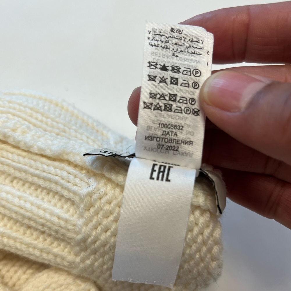 Tory Burch Cream Ribbed Merino Mittens OS‎ - Picture 4 of 4
